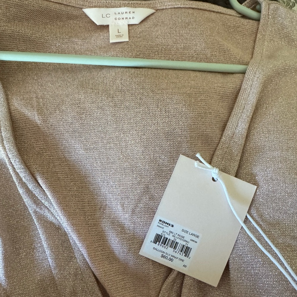 LC Lauren Conrad Glittering Blush Long Sleeve Dress